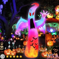12FT Inflatable Halloween Ghost W/ Wings Cool Lighting Outdoor Decoration New