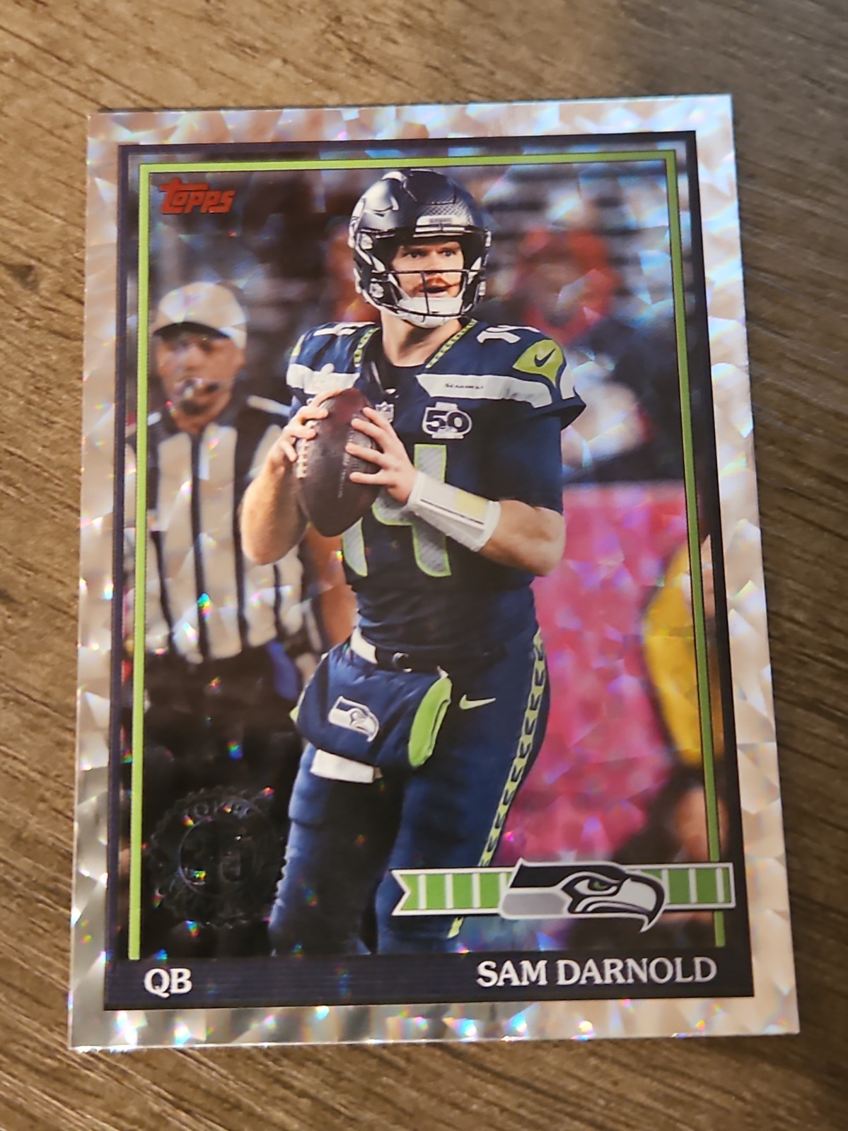 2026 Topps Flagship Sam Darnold 35th Anniversary Silver Crackle Seahawks