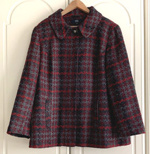 Isle Collection  Grey With Red &Black Check Boucle Fabric Jacket  Size 20
