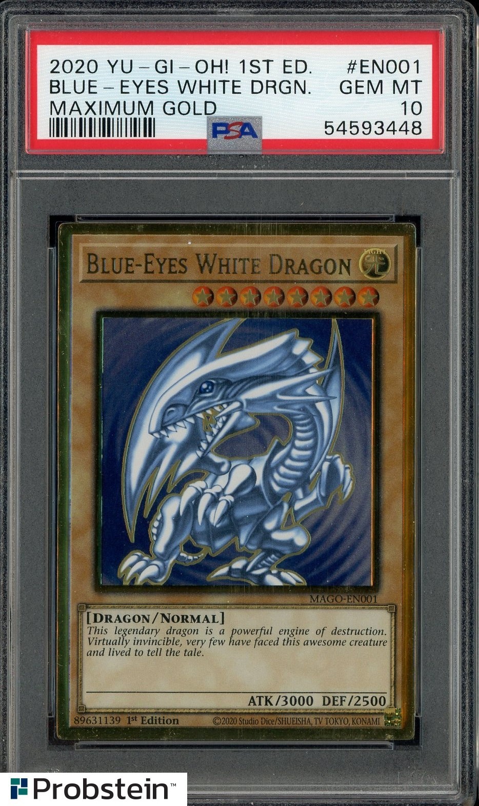 2020 YU-GI-OH! MAXIMUM GOLD #EN001 BLUE-EYES WHITE DRAGON MAXIMUM GOLD PSA 10 view 1