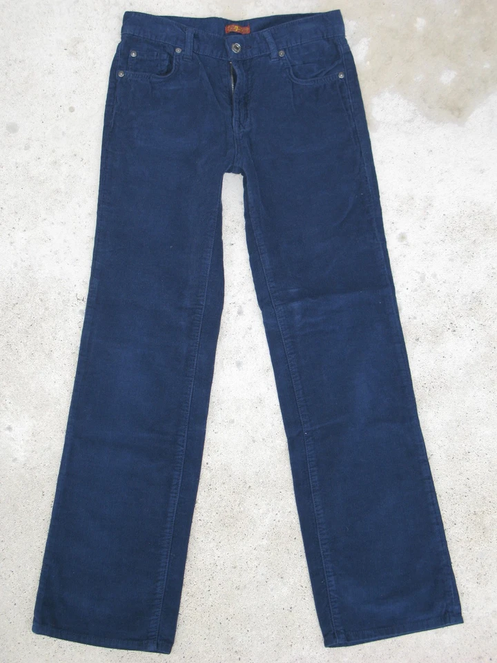 NUEVO 7 for All Mankind Pantalones de mezclilla relajados de pana para niños talla 12 azul oscuro 100 % algodón Foto 4 de 4