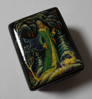 Original alte russische Lackdose Palech signiert M.Bureeva, 1973 j. N20067