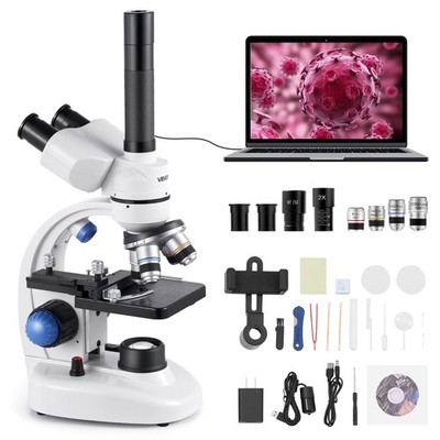 VEVOR Professional Trinocular Compound Microscope Kit 40-5000X Magnification