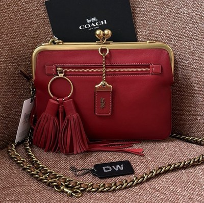 NWT COACH 1941 RUNWAY HORSE CB RED/MULTI DOUBLE FRAME KISSLOCK