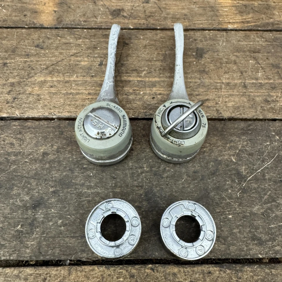 Vintage Shimano RX100 SL-A550 Light Action 7S Downtube Shifters 2x7 Pair 70g - Image 2 of 4