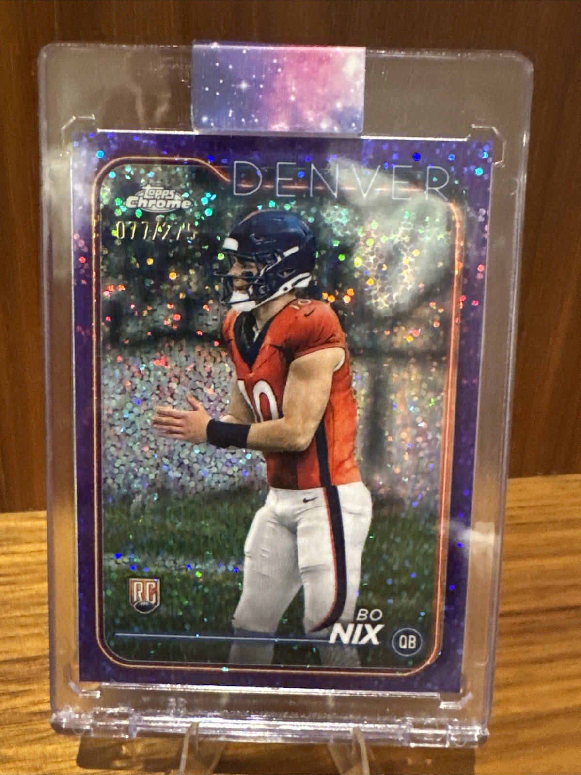 2024 Topps Chrome - Rookies Bo Nix #206 Purple Speckle Refractor /275 (RC)