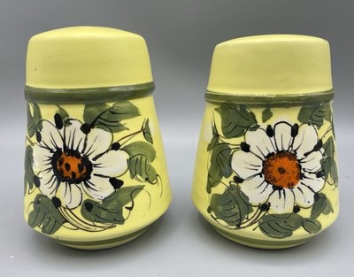 Vintage Italian Italy Salt & Pepper Shakers Hand Painted Floral Design Signed
