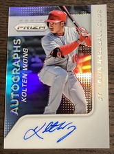 2015 Panini Prizm Kolten Wong On Card Rookie Auto Silver Holo Cardinals. rookie card picture