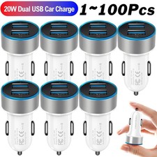 Wholesale Bulk Lot For iPhone 16e 15 14 13 Fast USB Dual Ports Car Charger White