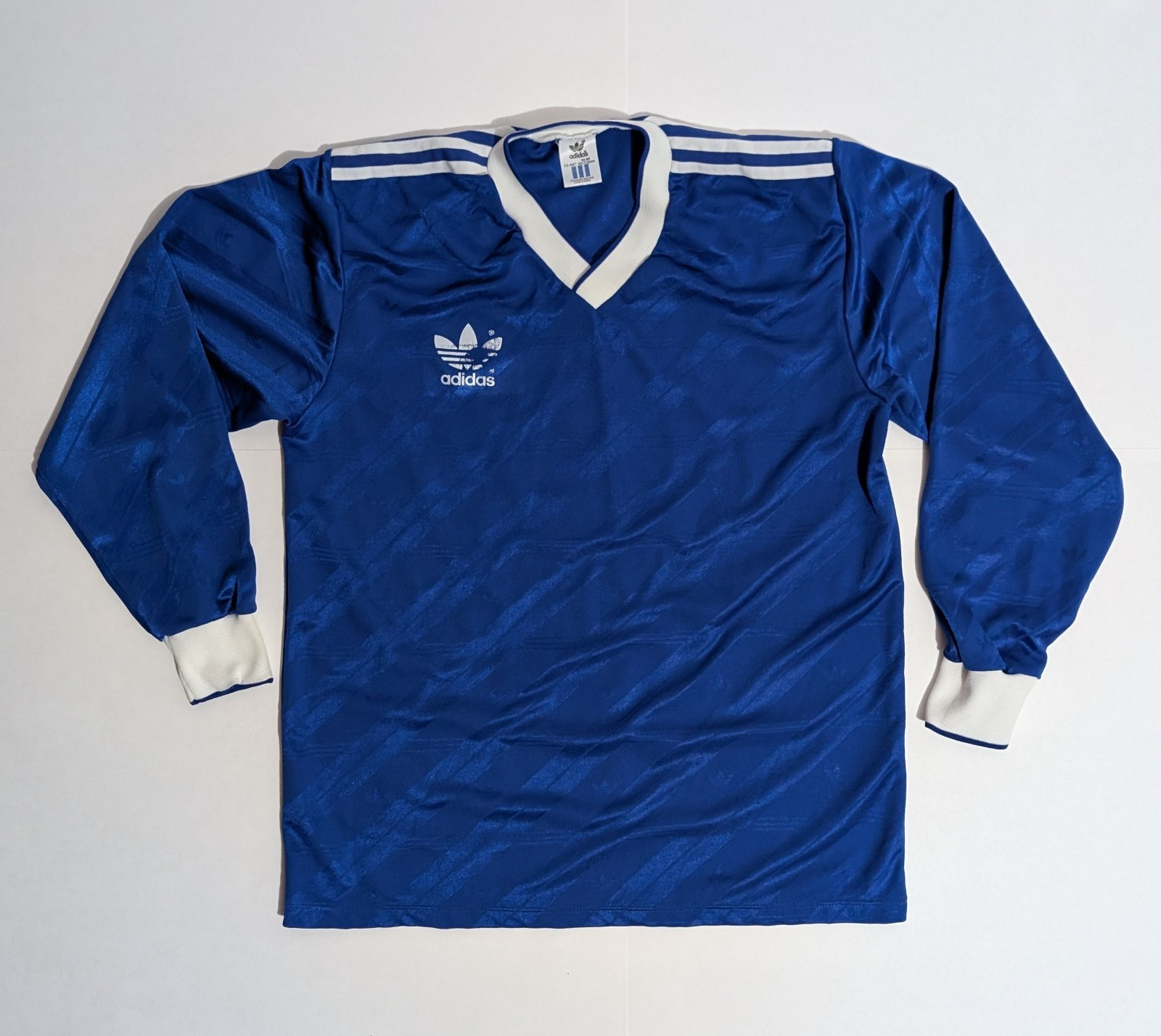 adidas Vintage 80s Blue Soccer Jersey Size 42-44" L Large Made In UK