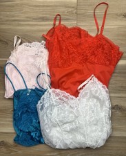 Lots Of 4 Vintage Multicolored Lingerie Lace Slip Dress Teddy reseller lot