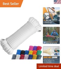 Strong 100 ft Polyester Rope - 1/4" Diameter, 500 lbs for All Outdoor Needs