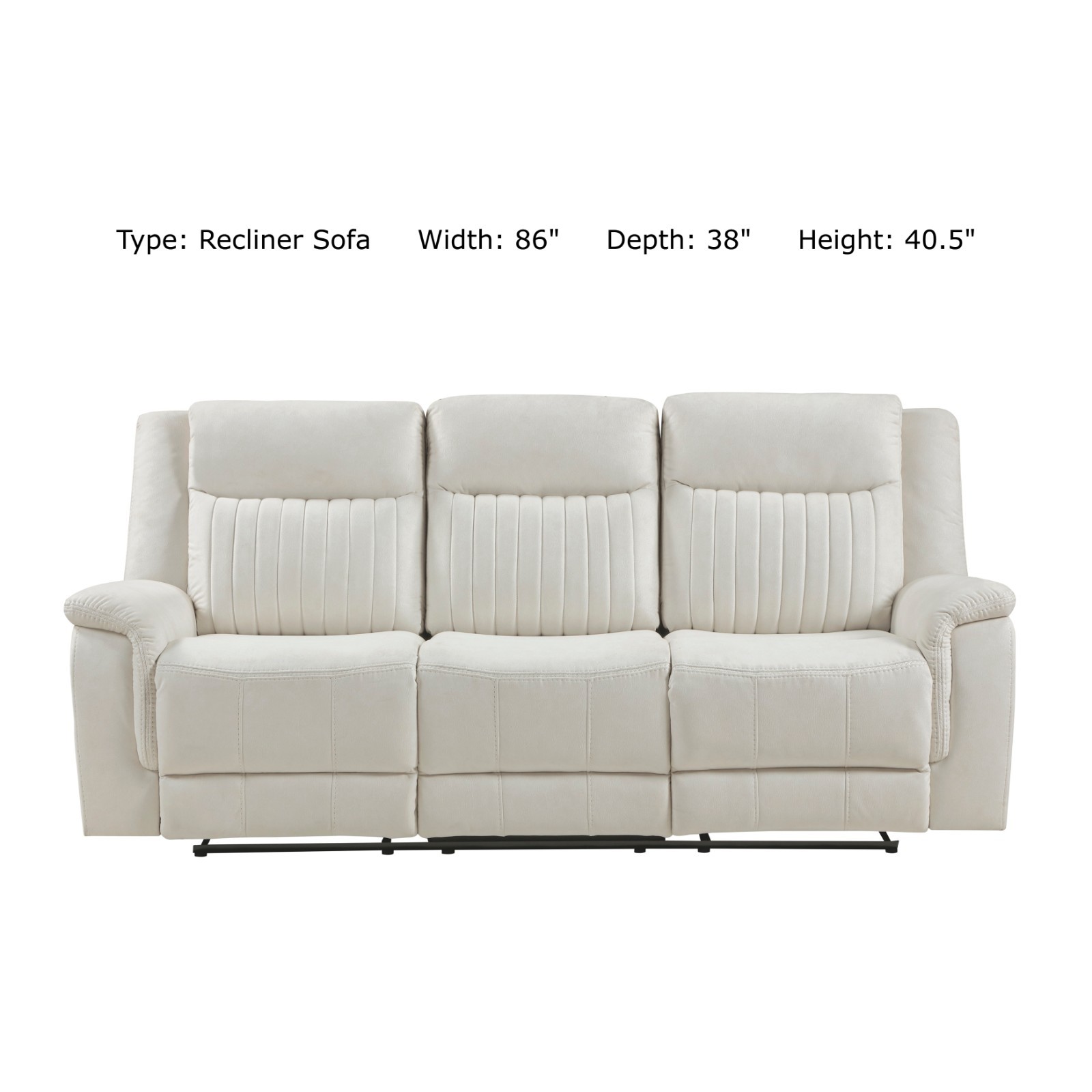 NEW Beige White 2PC Sofa and Loveseat Recliner Set Leather Air Living Room