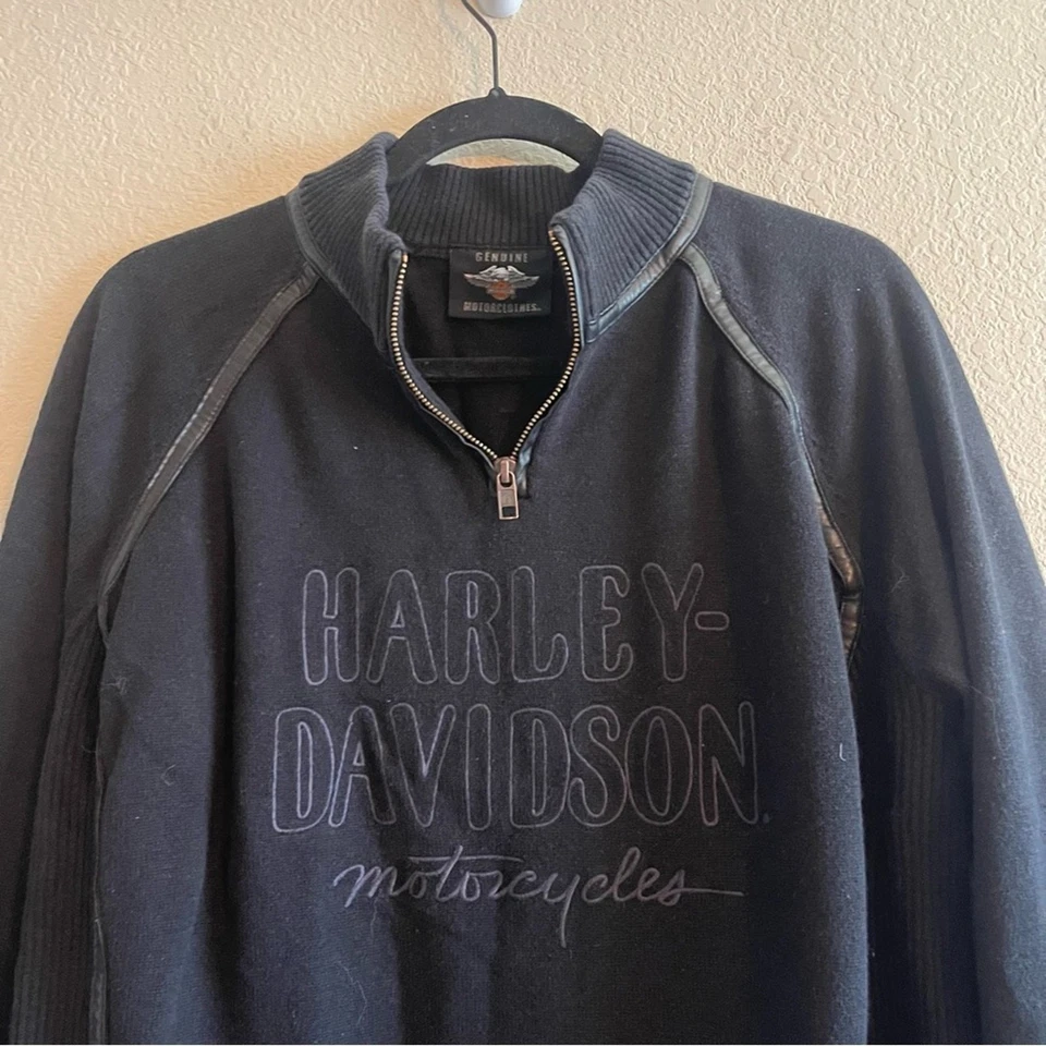 Harley Davidson Women's 1/4 Zip Ski Sweater in Black Wool Blend Womens Size 1W - Изображение 4 из 4