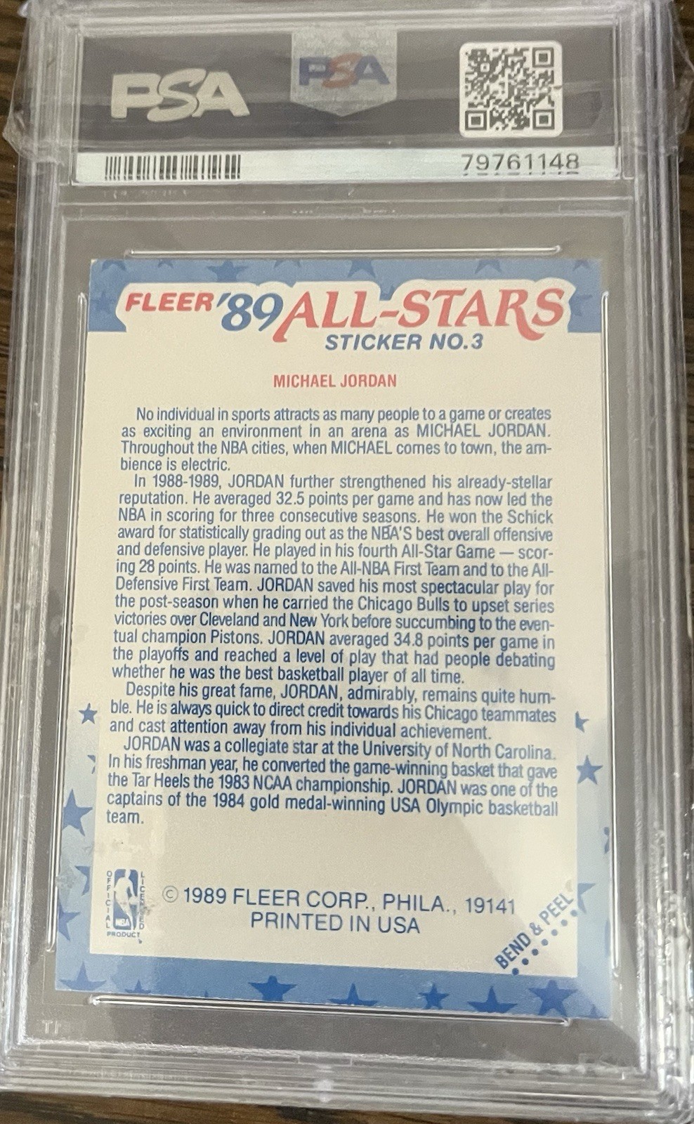 1989-90 Fleer - All-Stars Stickers Michael Jordan #3 view 2