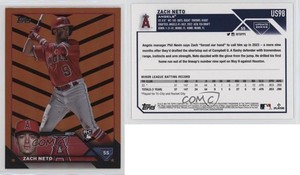 2023 Topps Update Orange & Black Foil Zach Neto #US98 Rookie RC