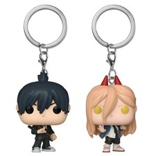 Motosierra Hombre Aki Hayakawa & Power Funko Bolsillo Pop Llavero Set Caja Excelente