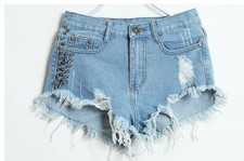 Women's Ripped  Studded Denim Shorts Size:8,10