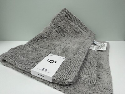 UGG EMMA BATH RUG (20inx32in)50cmx81cm- 100% COTTON -SEAL GRAY-REVERSIBLE
