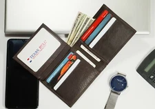 RFID Protection Bifold Mens Wallet Leather Signal Blocking Card Holder  Brown