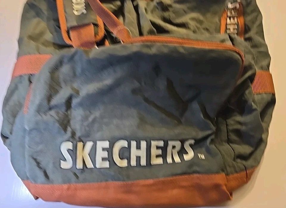 ¡Vintage! Bolso de Lona Early Skechers Verde/Marrón con Cremallera Foto 2 de 2