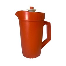 Vintage Tupperware Toys Tuppertoys Mini Pitcher 1399 5" Orange Push Button Lid