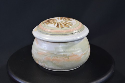 Vintage Studio Art Pottery Dip Drip Glaze Jar w/ Lid Signed 1972 MCM - Picture 2 of 11