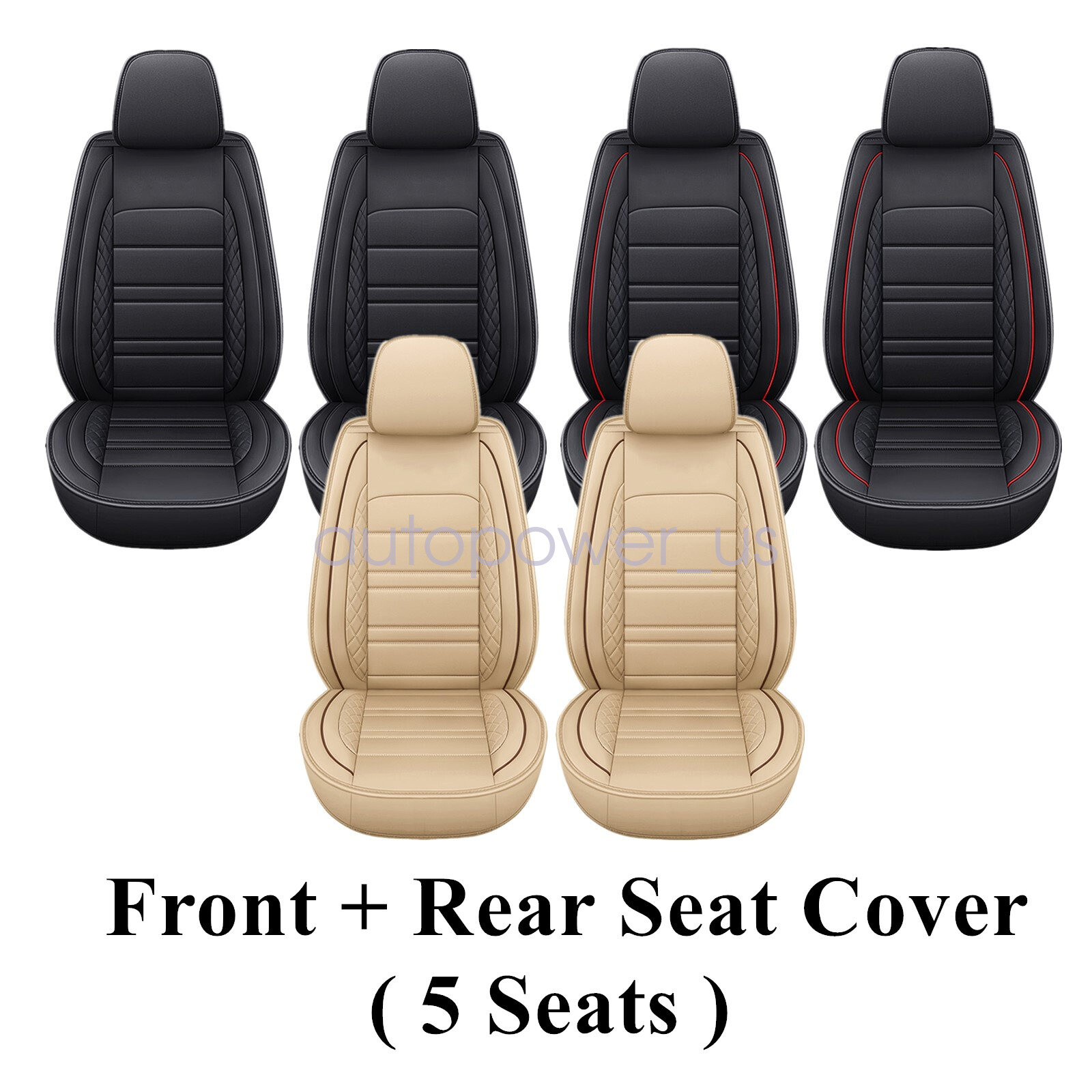 Car Seat Cover 5 Seat Full Set Leather Waterproof Front Rear Cushion For Lexus-image