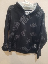 NBA logo Black Polyester Hooded Sweatshirt Hoodie Size Child L 7 Made by NBA
