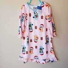 Bluey  Bingo Toddler Girls Pink Christmas Flannel Granny Nightgown Pajamas 3T