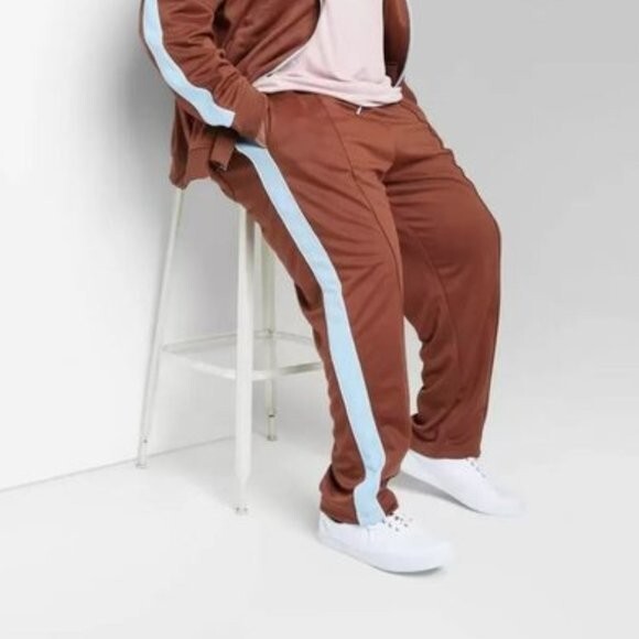 New! Original Use Adult Extended Size Track Pants Brown/Blue