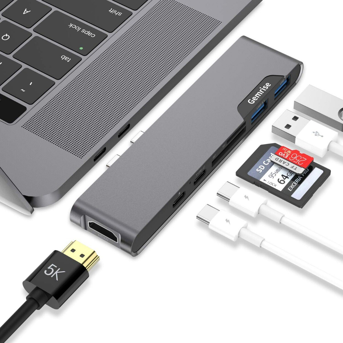 Gemrise USB C Hub Compatible with MacBook Pro 7 in 1 Adapter (IL