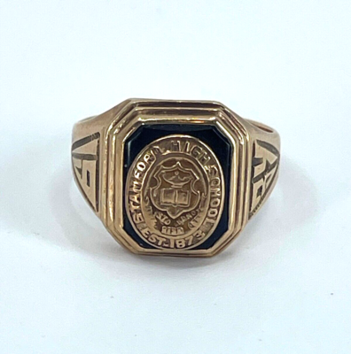 LOOK----10k Yellow Gold 1934 Black Onyx Stamford High School Class