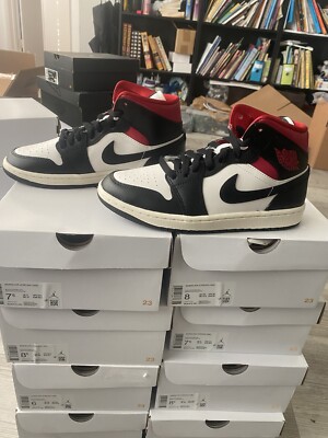 Size 8.5- Air Jordan 1 Mid Black Sail Gym Red W BQ6472-061  display picture 1