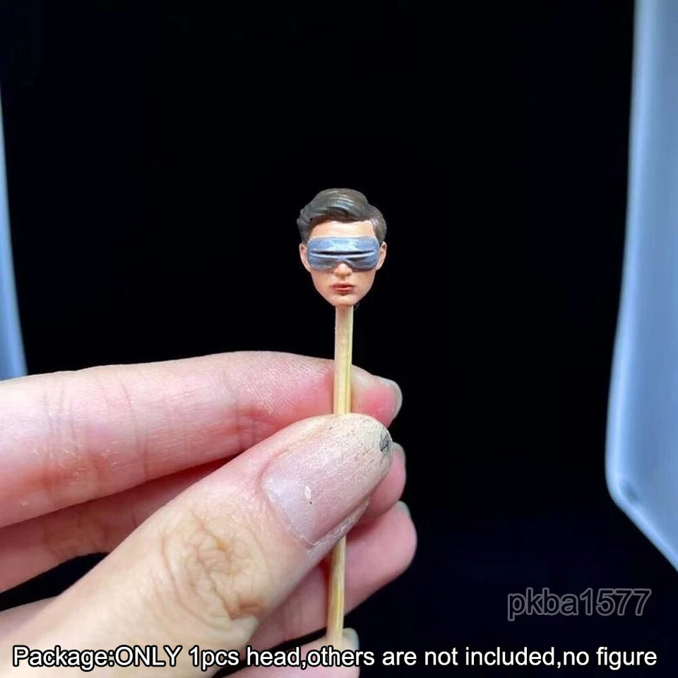 Delicada cabeza de soldado esculpida cabeza de cíclope X-Men pintada 1/18 para figura de 3,75" Foto 2 de 2