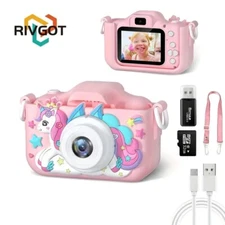 Kids HD Selfie Camera 32GB SD card 1080 Video - Unicorn Pink