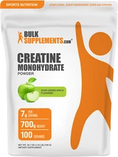 BulkSupplements Creatine Monohydrate Powder - Sour Apple - 7g per Serving