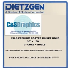4 ROLLS 30"x150' 24LB COATED BOND PLOTTER PAPER