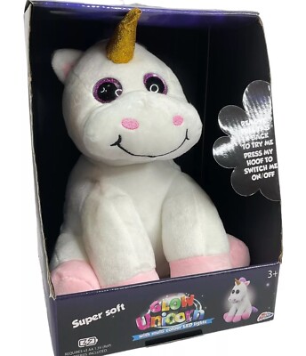 Grafix Glow Unicorn Plush 6 Different Multi Color LED Lights Stuffed Animal New