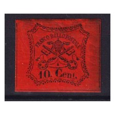STATO PONTIFICIO 1867 10 CENTESIMI VERMIGLIO N.17 G.O MH* CERT.