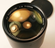 Topcon UV Topcor 200mm f4 M/F Lens w Built in Hood Excellent