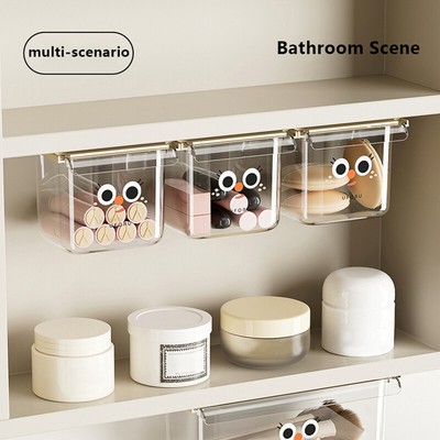 Drawer Storage Box Under Desk Hidden Rack Transparent Hanging Storage Box _cn