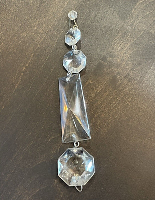 Vintage European 5.75'' Strand Rectangular Suncatcher Crystal Prisms w Octagon 92