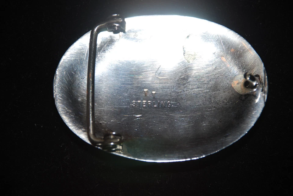Fantástica hebilla THOMAS TSO firmada y marcada de plata de ley/turquesa 50 gramos Foto 2 de 4