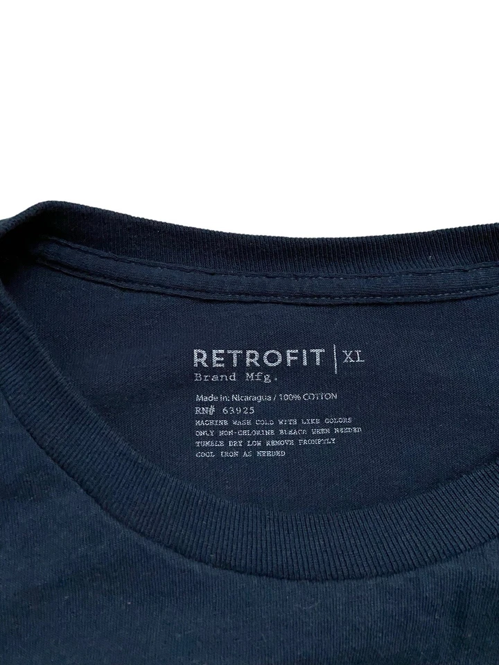 Camiseta RETROFIT Para Hombre XL Azul Marino Oscuro Manga Larga Cuello Redondo Zapatilla Clásica Foto 4 de 4