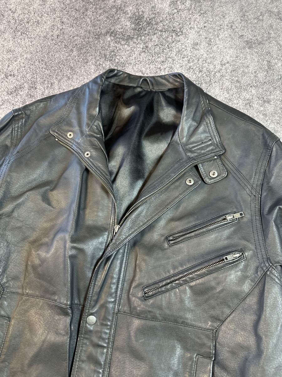 Vintage leather bomber jacket 90s style Streetwear L size