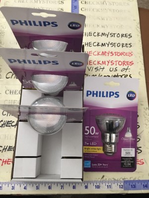 4X Philips CLASSIC GLASS 7w Par20 DlMMABLE  LED Bulb 471177 BRIGHT WHITE 500LMNS