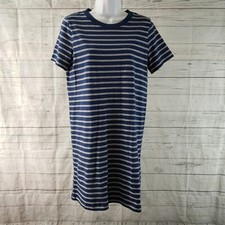 Madewell Womens Tee Dress in Epperson Stripe Sz Small Blue Short Sleeve Cotton