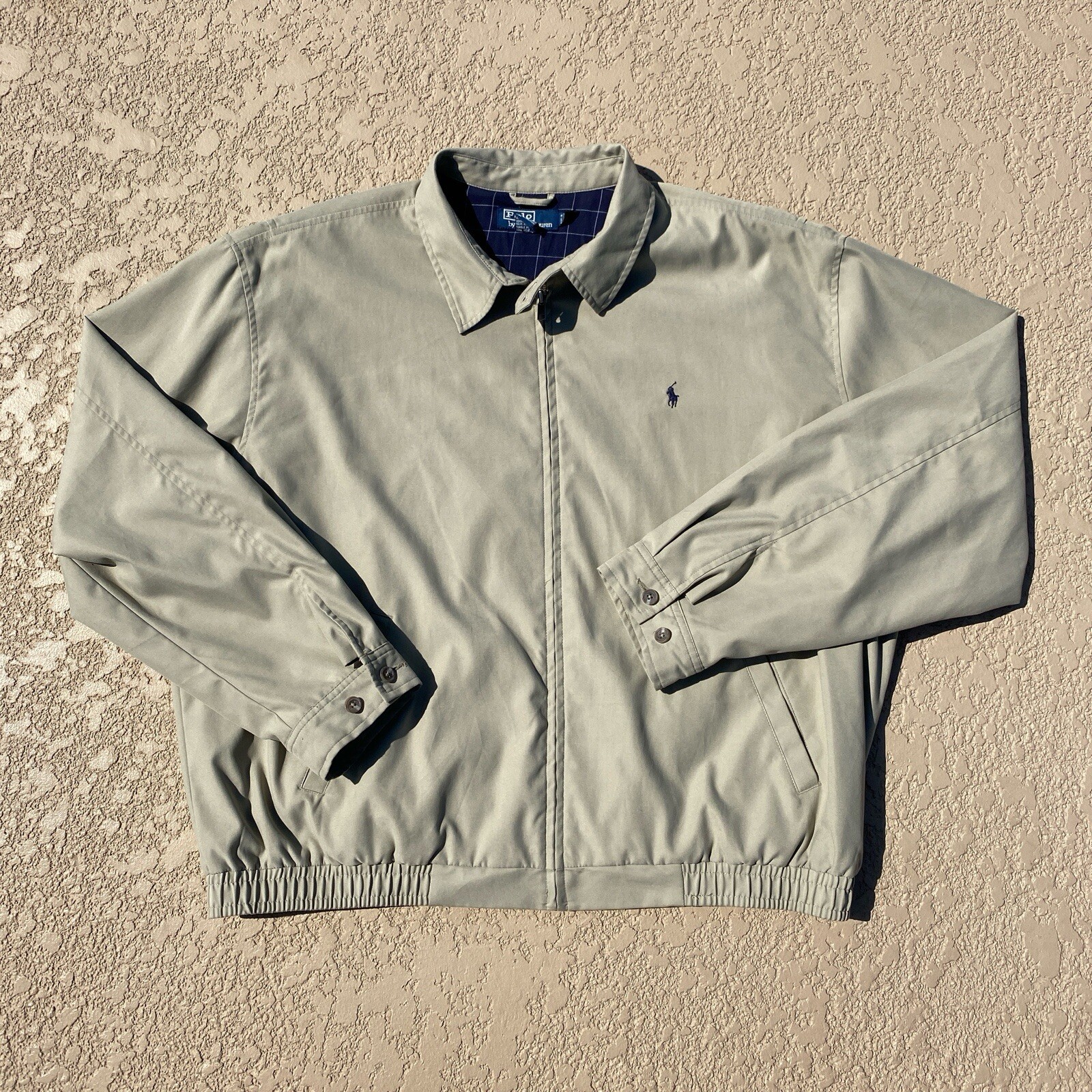 Polo Ralph Lauren frangivento marrone chiaro beige XXL logo pony retrò vintage anni '90 Y2K