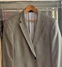 TOMMY HILFIGER Mens LT Gray 100 WOOL Sport Coat Suit Jacket Blazer 44 SHORT